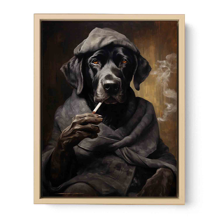 Black Dog Smoke Modern Art Painting Framed Print