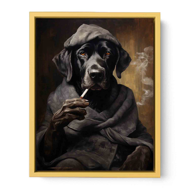 Black Dog Smoke Modern Art Painting  Poster