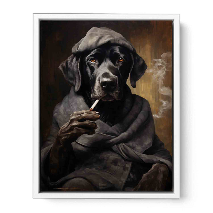 Black Dog Smoke Modern Art Painting Canvas Print