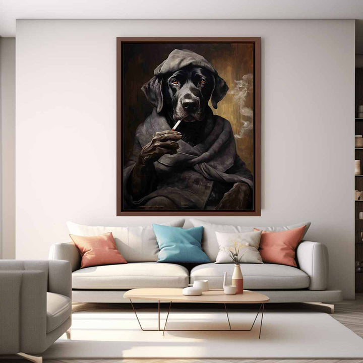 Black Dog Smoke Modern Art Painting 