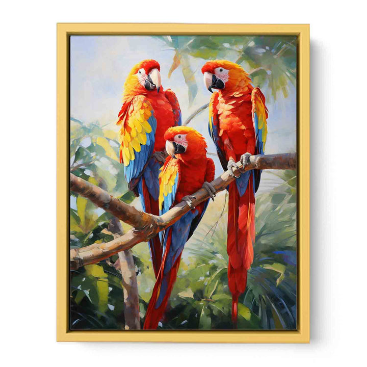 Modern Three Red Parrot Art Painting  Poster