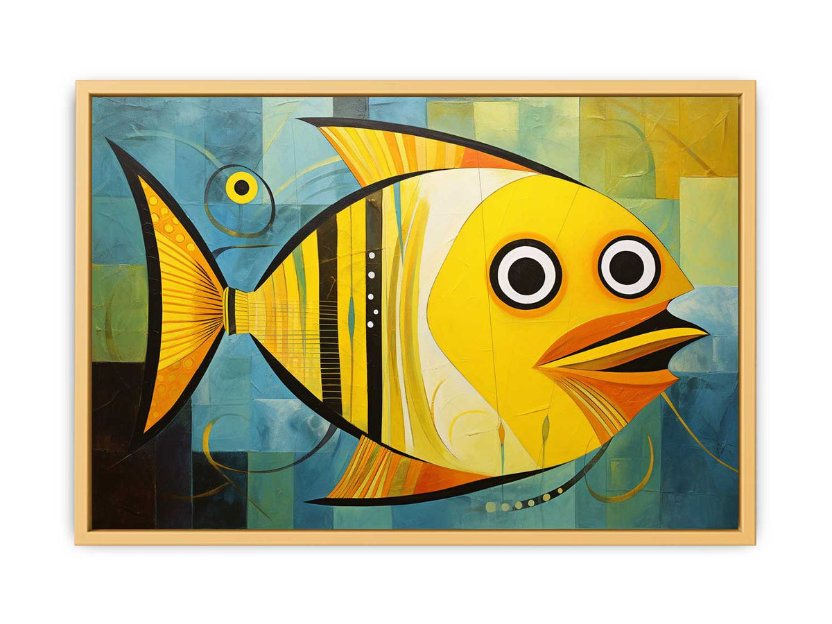 Modern Golden  Fish Art   Streched canvas