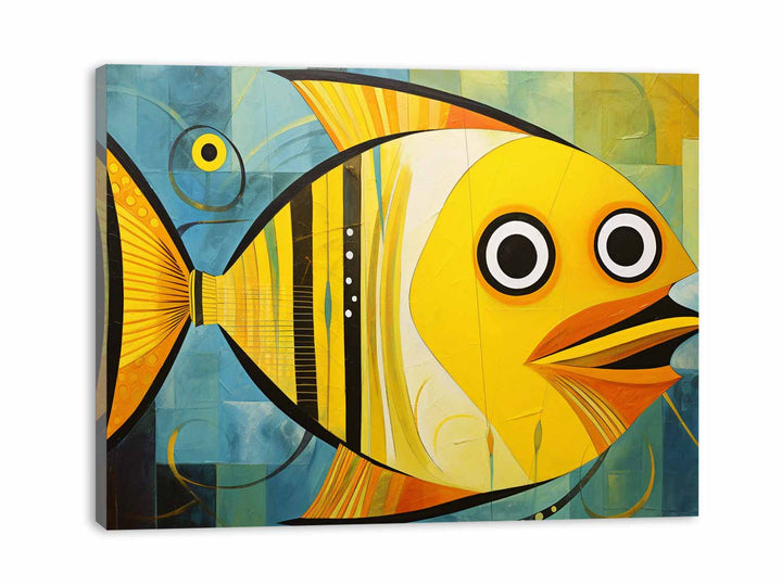 Modern Golden  Fish Art  Painting