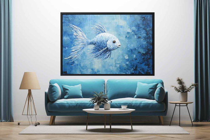 Modern Blue Fish Art Painting