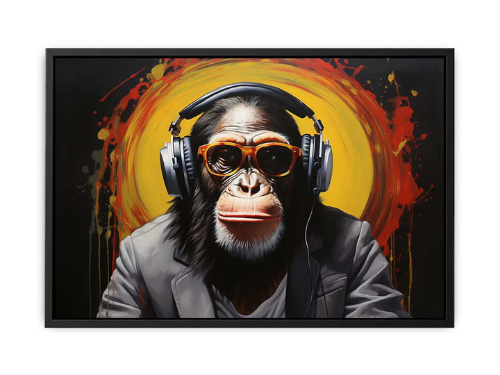 Modern Black Monkey Head Phone   Canvas Print