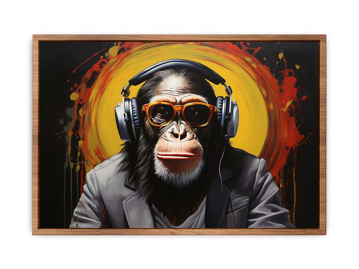 Modern Black Monkey Head Phone  Poster