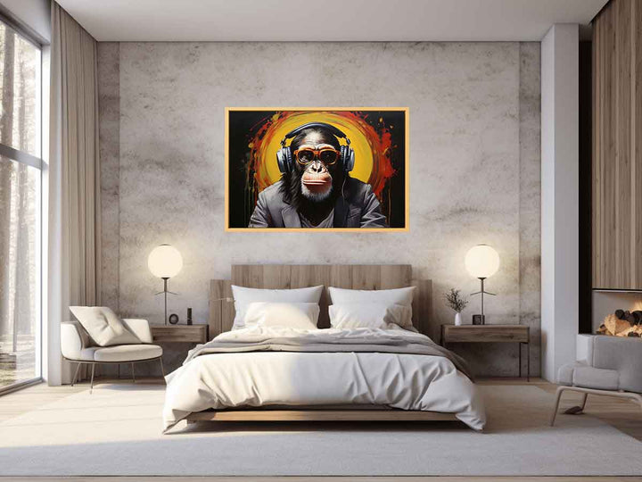 Modern Black Monkey Head Phone  Painting