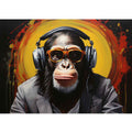 Modern Black Monkey HeadPhone Art Painting 