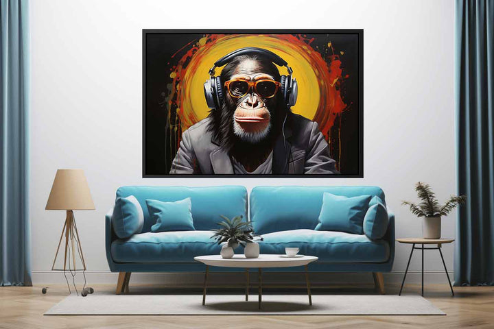 Modern Black Monkey Head Phone  Painting