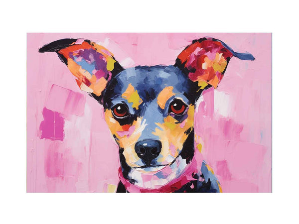 Modern Art Painting Pink Dog  