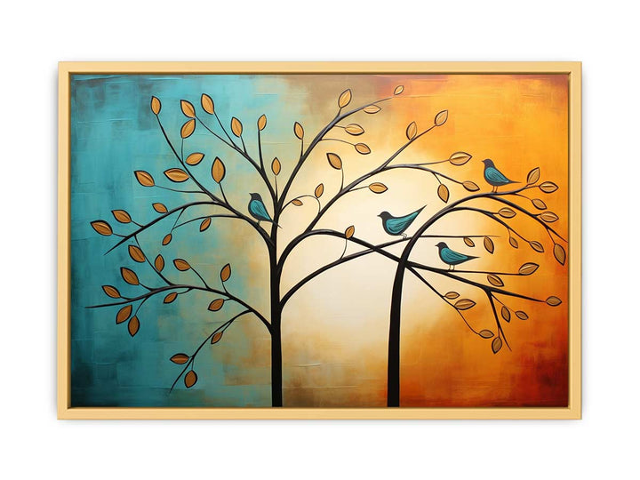 Modern Four Bird Art Painting  Poster