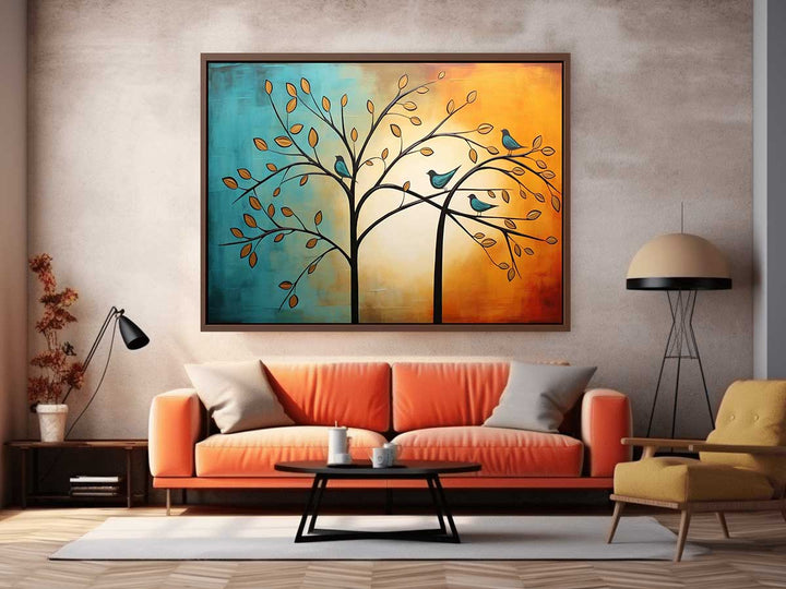 Modern Four Bird Art Painting 