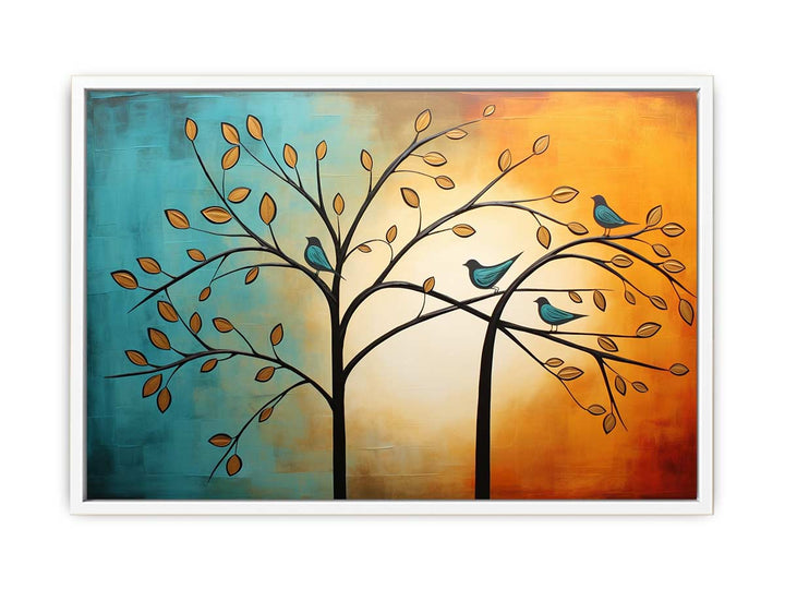 Modern Four Bird Art Painting Canvas Print