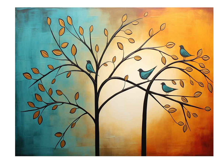 Modern Four Bird Art Painting 