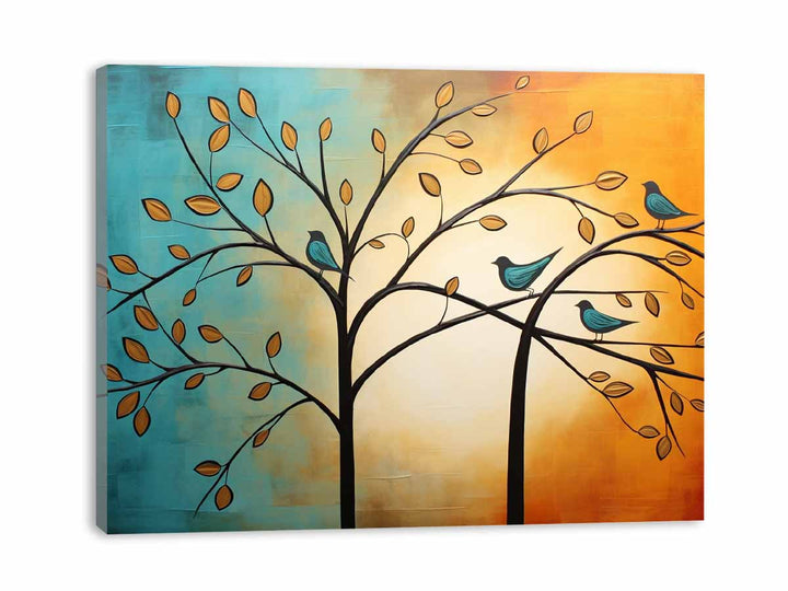 Modern Four Bird Art Painting 