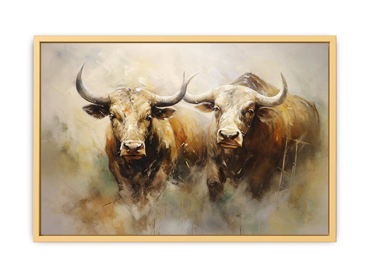 Modern Two Buffallo Art Painting  Poster