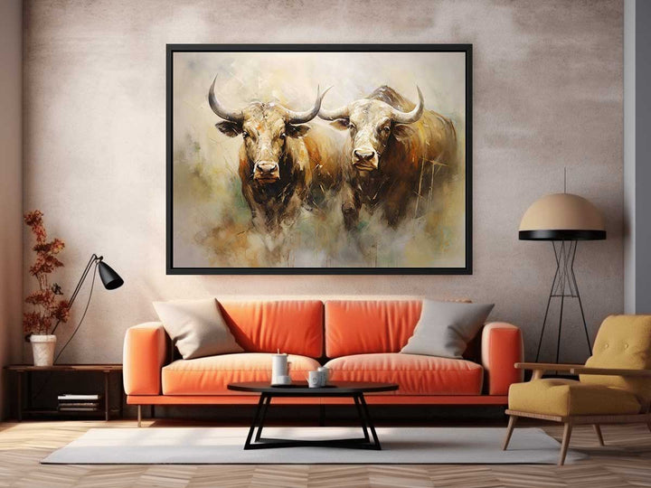Modern Two Buffallo Art Painting 