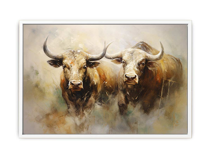 Modern Two Buffallo Art Painting Canvas Print