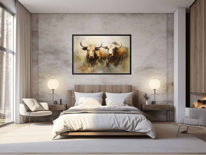Modern Two Buffallo Art Painting 