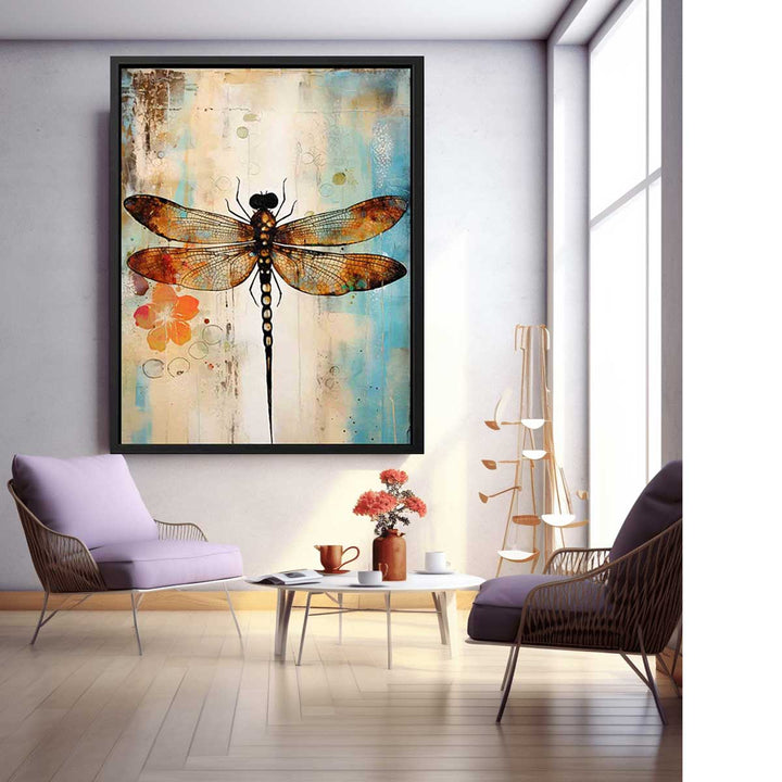 Vinatge  Dragonfly  Painting