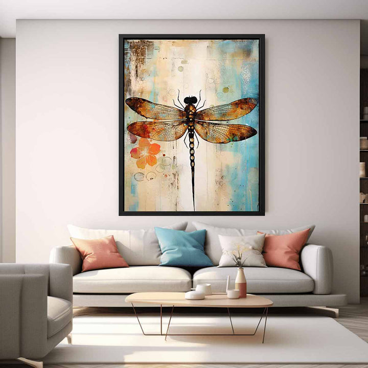 Vinatge  Dragonfly  Painting
