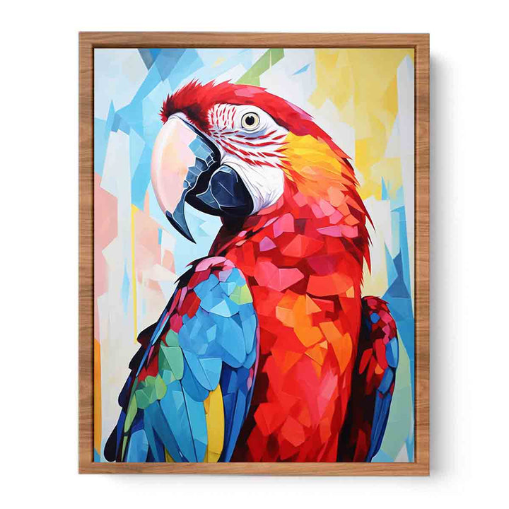 Red Blue Parrot Modern Art Painting 