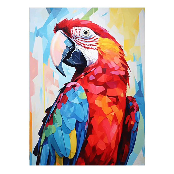 Red Blue Parrot Modern Art Painting 