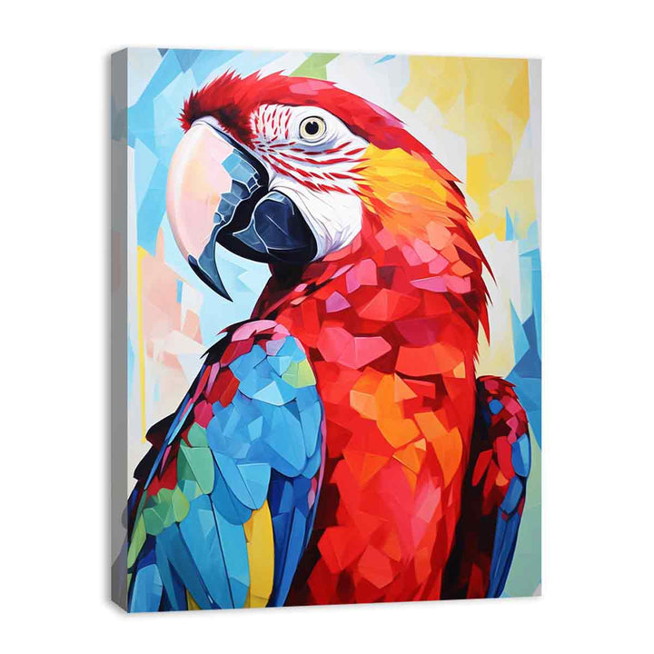 Red Blue Parrot Modern Art Painting 