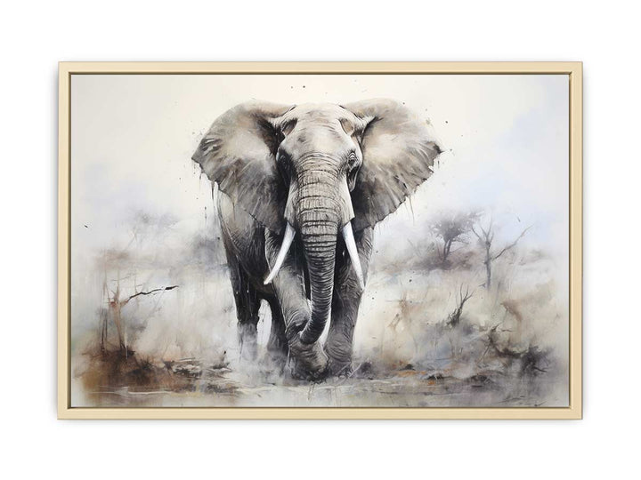 Modern Grey Elephant Art Painting Framed Print