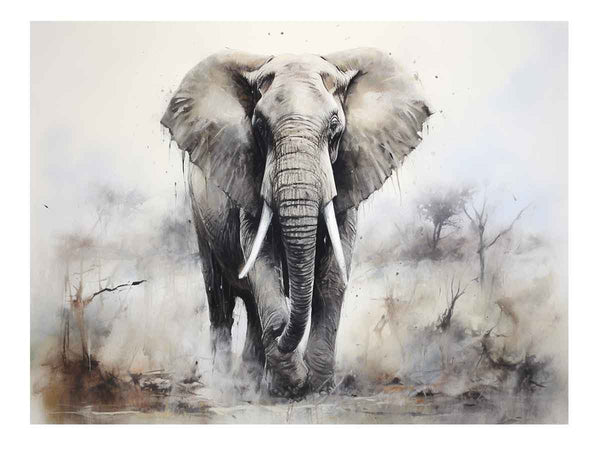 Modern Grey Elephant Art Painting 