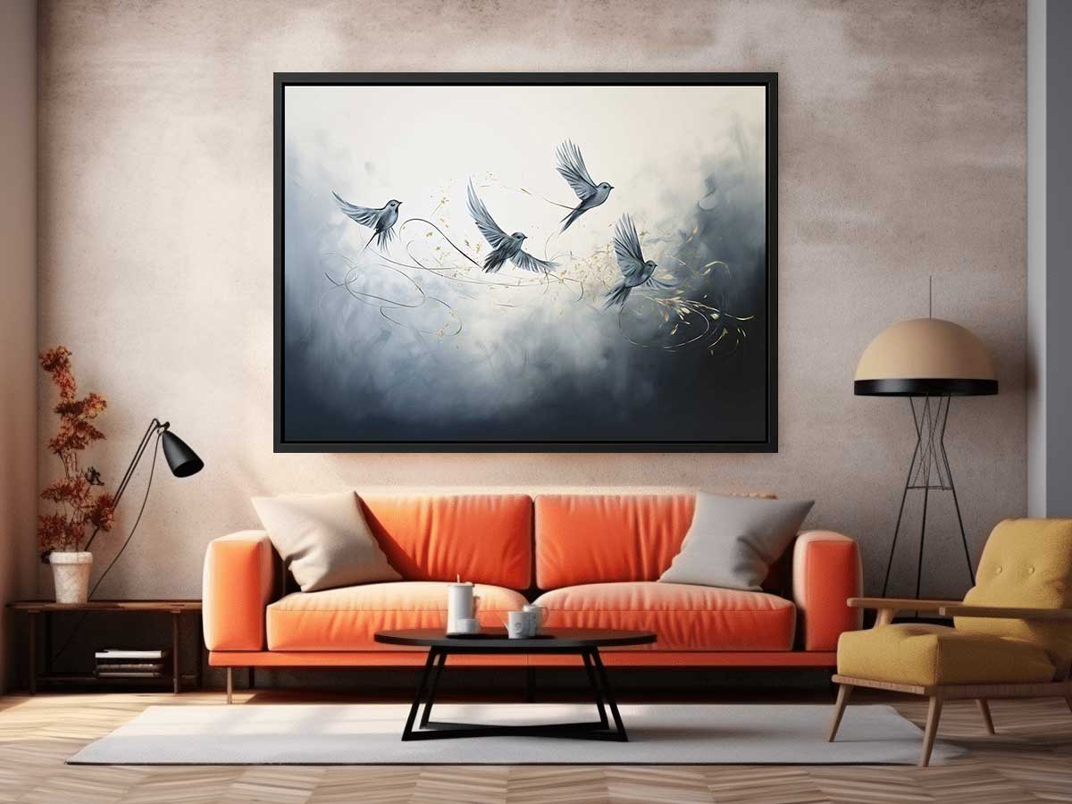 Modern Four Birds Art Painting 