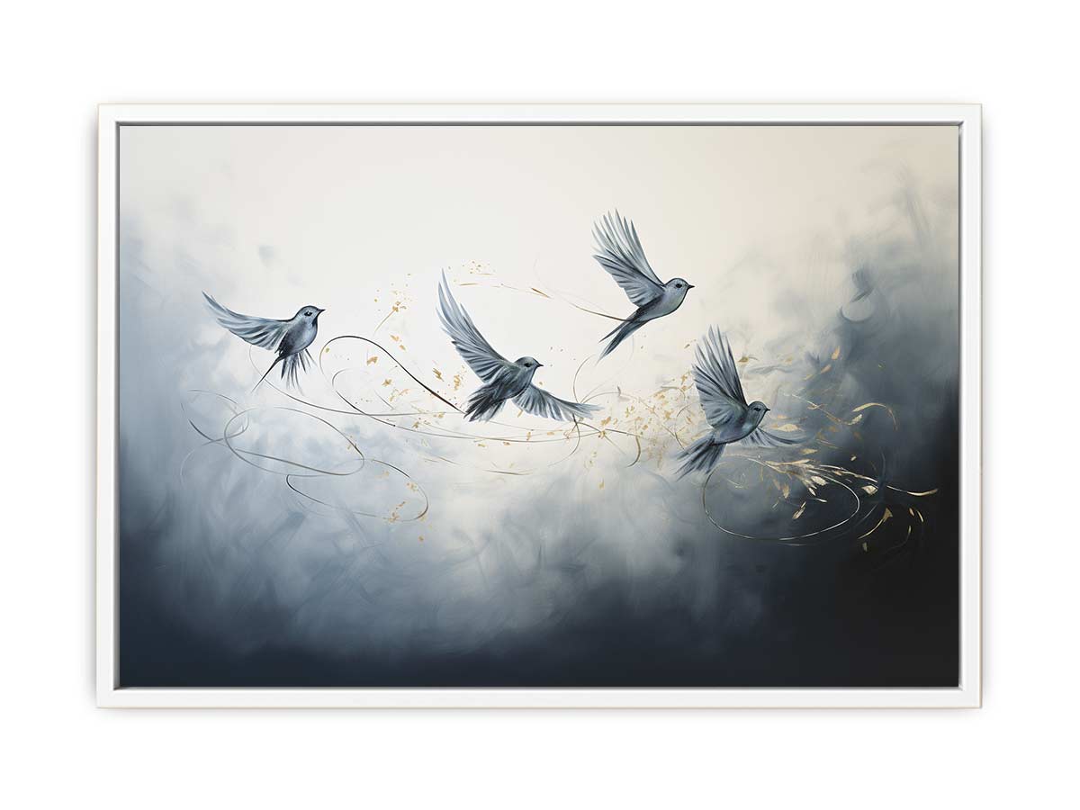 Modern Four Birds Art Painting Canvas Print