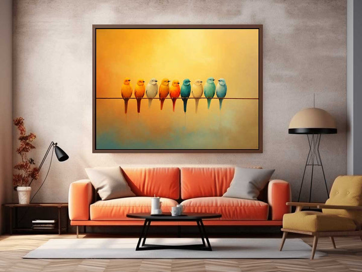 Modern Bird Branches Art Painting 