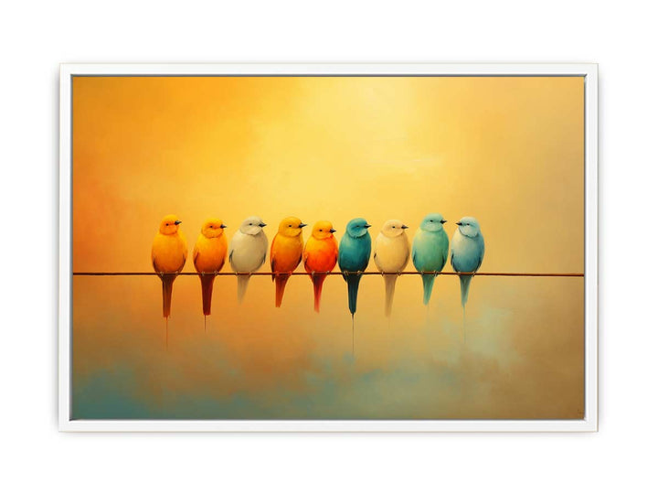 Modern Bird Branches Art Painting Canvas Print