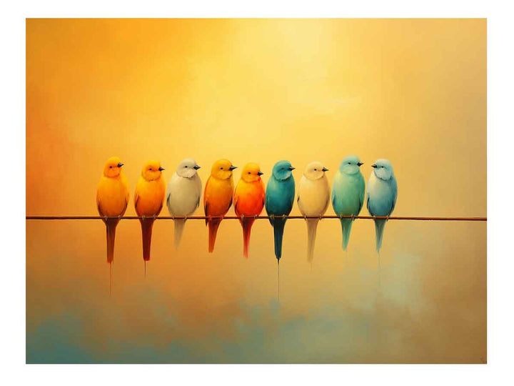 Modern Bird Branches Art Painting 