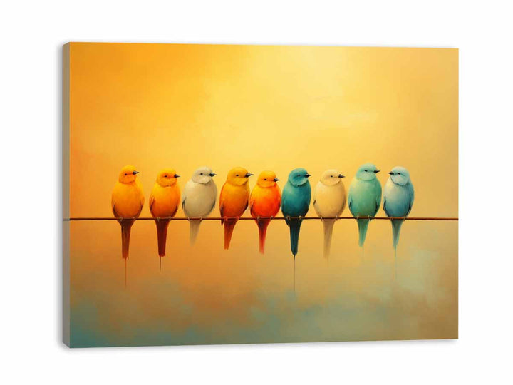Modern Bird Branches Art Painting 
