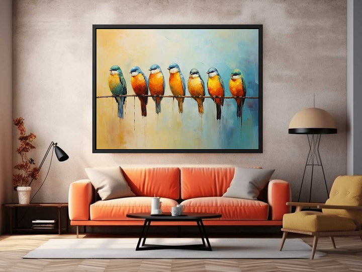 Modern Flower Bird Branches Art Painting 