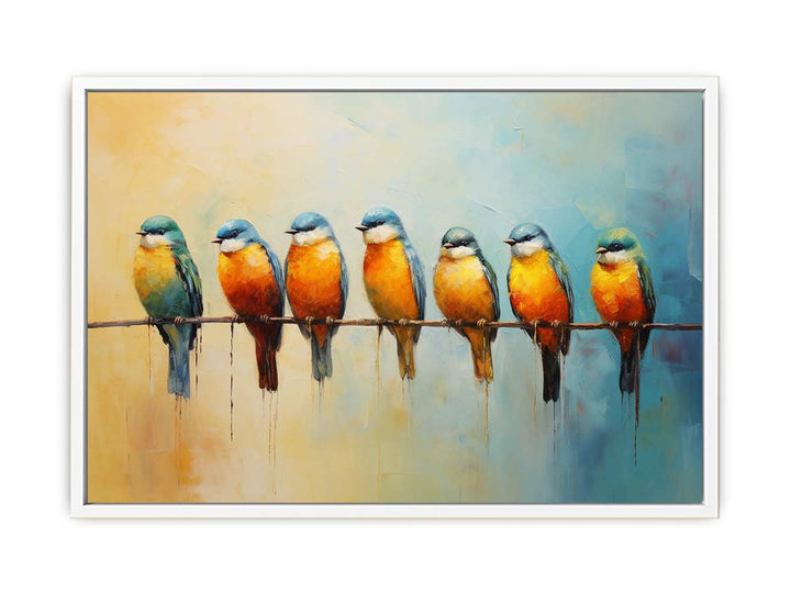 Modern Flower Bird Branches Art Painting Canvas Print
