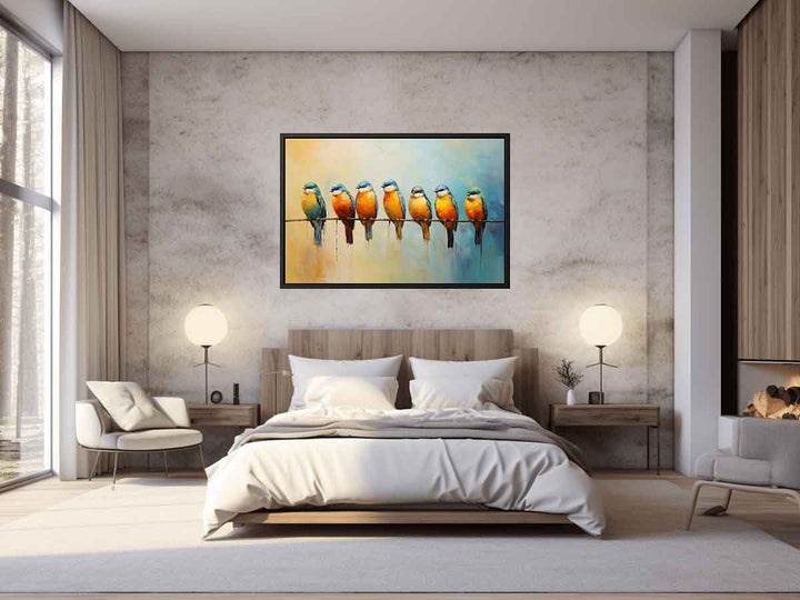 Modern Flower Bird Branches Art Painting 