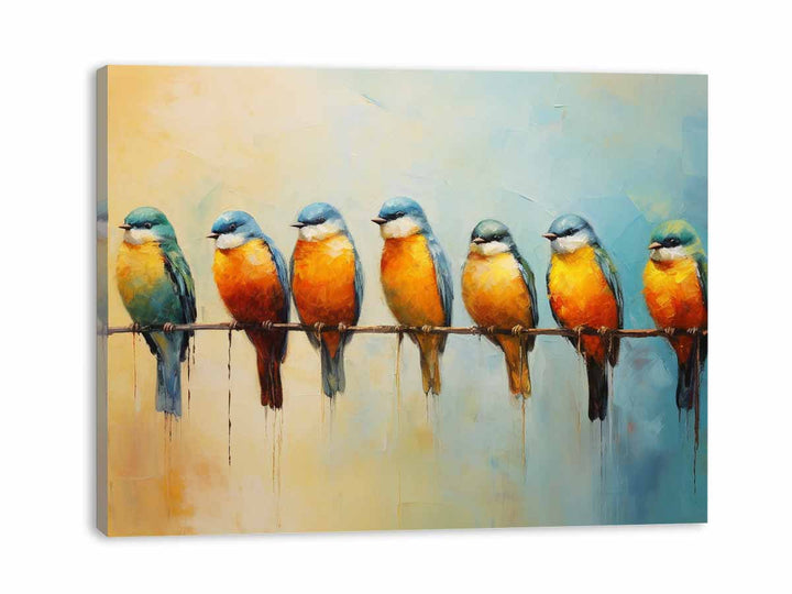 Modern Flower Bird Branches Art Painting 