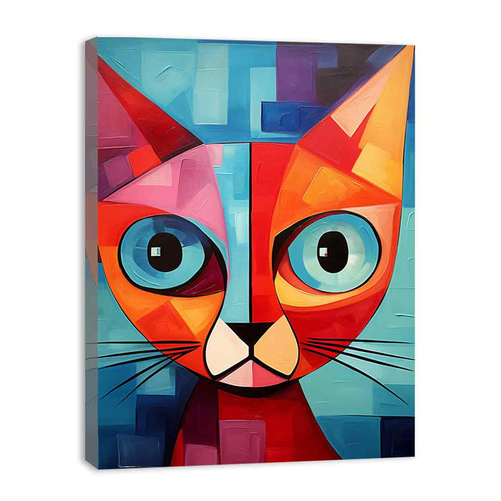 Modern Cubism Cat Painting