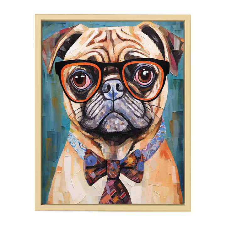 Modern Pug Dog  with Glasses  Art Print