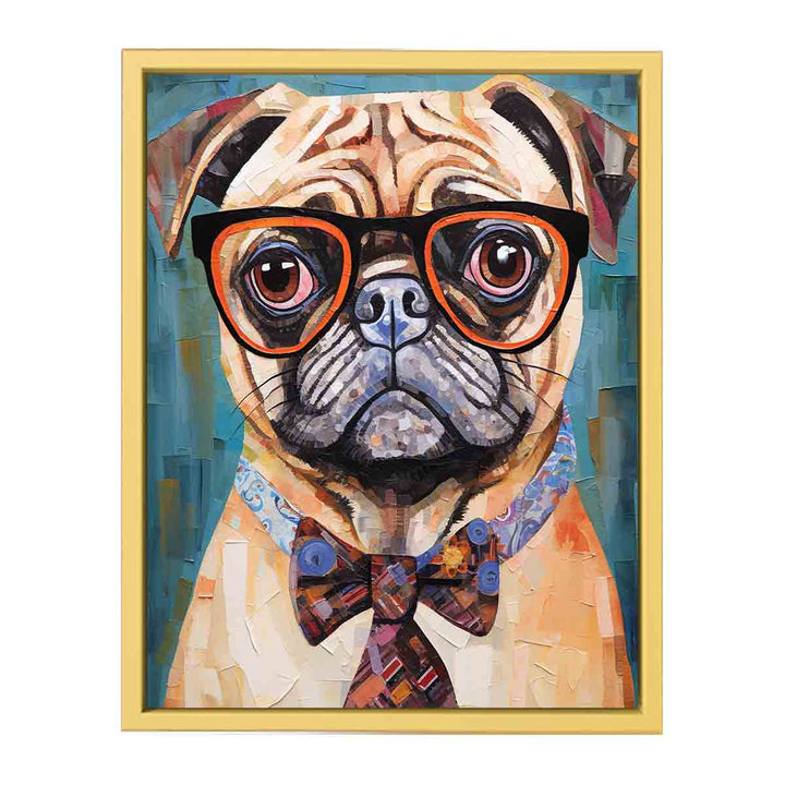 Modern Pug Dog  with Glasses  Streched canvas