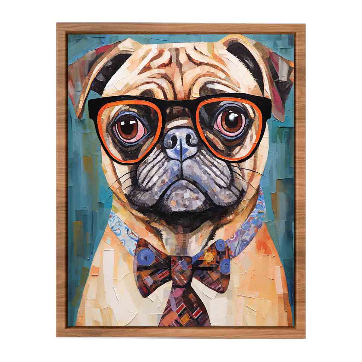 Modern Pug Dog  with Glasses Poster