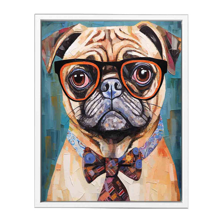 Modern Pug Dog  with Glasses Framed Print