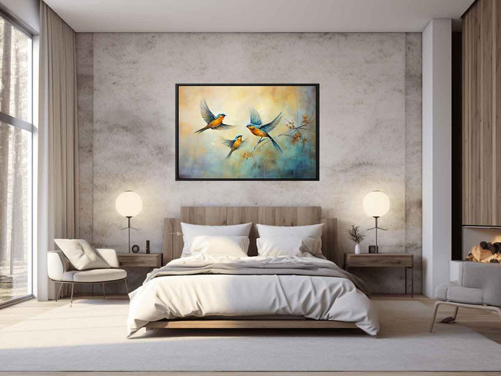 Three Bird Modern Art Painting 