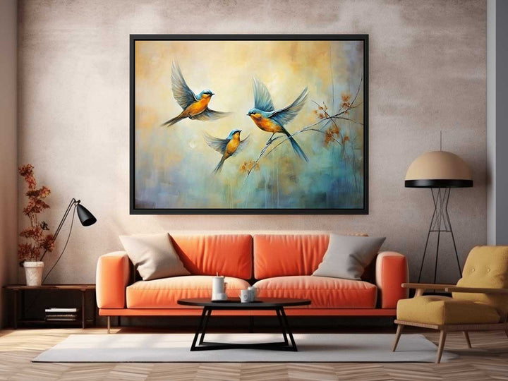 Three Bird Modern Art Painting 
