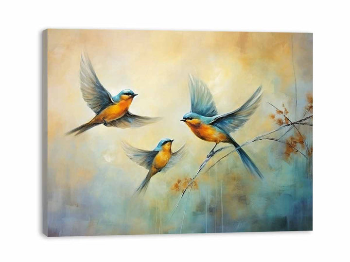 Three Bird Modern Art Painting 