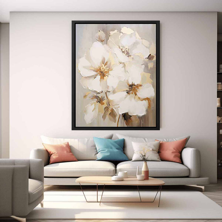 White Brown Flower Art Painting  