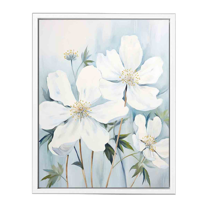 White Flowers Painting  Framed Print